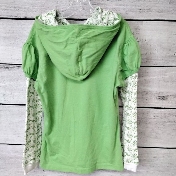 Disney Shirt Girl's Green 2009 Hooded Long Sleeve Logo  Size Large - Picture 4 of 9
